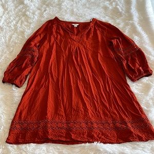 Crown & Ivy Peasant Burnt Orange Dress - XXL